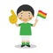 National sport team fan from Bolivia with flag and glove Vector Illustration