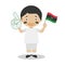 National sport team fan from Lybia with flag and glove Vector Illustration