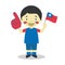 National sport team fan from Taiwan with flag and glove Vector Illustration