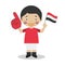 National sport team fan from Yemen with flag and glove Vector Illustration