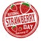 National strawberry day grunge rubber stamp