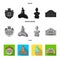 National, symbol, drawing, and other web icon in black, flat, monochrome style. Denmark, attributes, style, icons in set