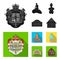 National, symbol, drawing, and other web icon in black, flat style. Denmark, attributes, style, icons in set collection.