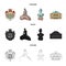 National, symbol, drawing, and other web icon in cartoon,black,outline style. Denmark, attributes, style, icons in set