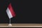 National table flag of Poland, black background. Flag white and red. Copy space