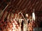 National traditional decoration of the ceiling and walls of the Mongolian Yurt.Vintage weave patterns. The decoration of the Yurt