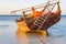 National traditional wooden african boat closeup