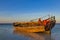 National traditional wooden african boat closeup