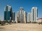 National watchtowers and a fountain in the Flower Park in the capital of Chechnya