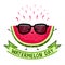 National Watermelon Day. August. Funny fruit in sunglasses. Vector. Summer