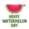 National Watermelon Day. August. Vector. Funny slice with seeds and a heart