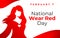 National wear red day vector banner. American Heart Association bring attention to heart disease. Beautiful woman wearing red