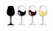 National wine day. The silhouette wineglass icon with white and