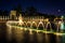 The National World War II Memorial Fountains at night at the Nat