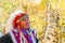 Native American Cherokee in Smoky Mountains at Fall IV