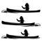 Native american chief rowing in canoe boat vector silhouette