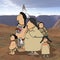 Native American Family with desert background