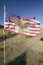 Native American Indian flag blows in wind on Chumash Indian land on highway 33, near Cuyama California