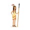 Native american indian girl in traditional indian clothing standing with spear vector Illustration