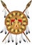 Native american indian shield and spears