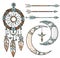 Native American Indian talisman dreamcatcher with feathers.