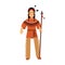 Native american indian in traditional costume standing with spear Illustration