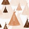 Native American Tents Vector Illustration Seamless Pattern