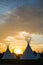 Native American Tepees on the Prairies at Sunset