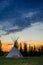 Native American Tepees on the Prairies at Sunset