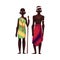 Native black aboriginal man and woman from African tribe