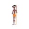 Native Black Skinned Man in Traditional Costume, Male Australian Aborigine Cartoon Character with Spear Vector
