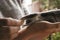 native blue-tongued lizard being held