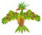 Native green eagle ancient  symbol  from leaves  isolated