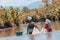 Native Malagasy fishermen woman fishing on river, Madagascar