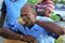 Native men celebrating occasion with traditional Kava drink,Fiji,2015