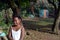 Native Nicaraguan girl smiling clapboard house Big Corn Island