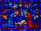 The nativity (birth of jesus) in stianed glass