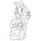 Nativity scene of Joseph with cane and Mary holding baby Jesus vector illustration sketch doodle hand drawn with black lines