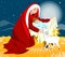 Nativity scene showing birth of Jesus
