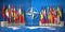NATO. Flags Of members Of North Atlantic Treaty Organization and symbol of NATO