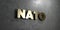 Nato - Gold sign mounted on glossy marble wall - 3D rendered royalty free stock illustration