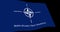 NATO North Atlantic Treaty Organization flag slow waving in perspective, Animation 4K footage