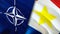 NATO and Saba Island flags. 3D Waving flag design. Saba Island NATO flag, picture, wallpaper. NATO vs Saba Island image,3D