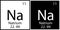 Natrium icon. Mendeleev table element. Chemical sign. White and black squares. Vector illustration. Stock image.