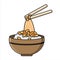 natto in a bowl of hot rice vector illustration