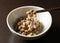 Natto placed against a dark wooden background