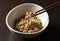 Natto placed against a dark wooden background