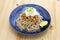 Natto  soba buckwheat noodles with fermented soybeans , Japanese food