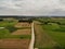 Natural aerial Lithuania rural landscape during autumn