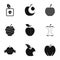 Natural apple icon set, simple style